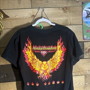 Harley-Davidson Black Tee with Flaming Eagle Design